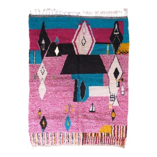 Moroccan Abstract Boujad Wool Rug - 9.4 X 6.7 Ft For Sale