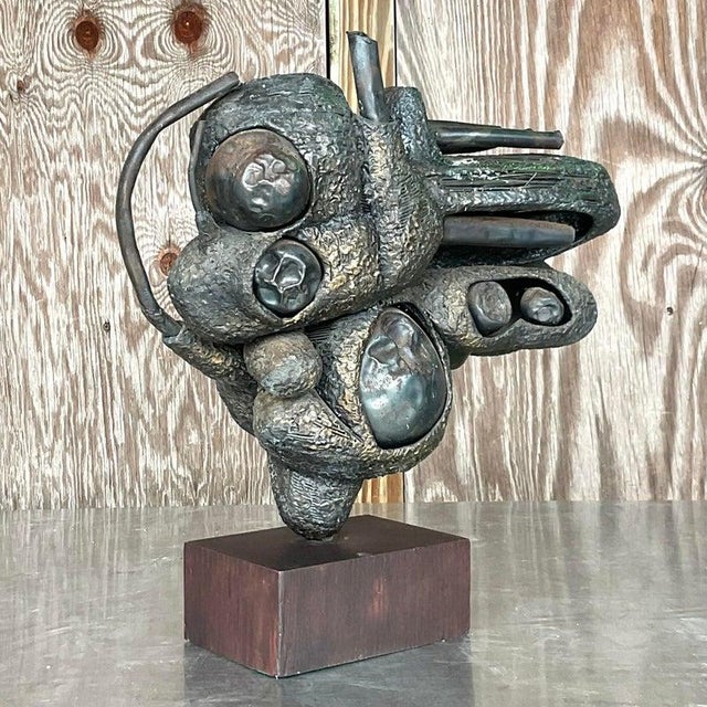 Late 20th Century Vintage Boho Rudolph Seno Abstract Bronze Sculpture For Sale - Image 5 of 11