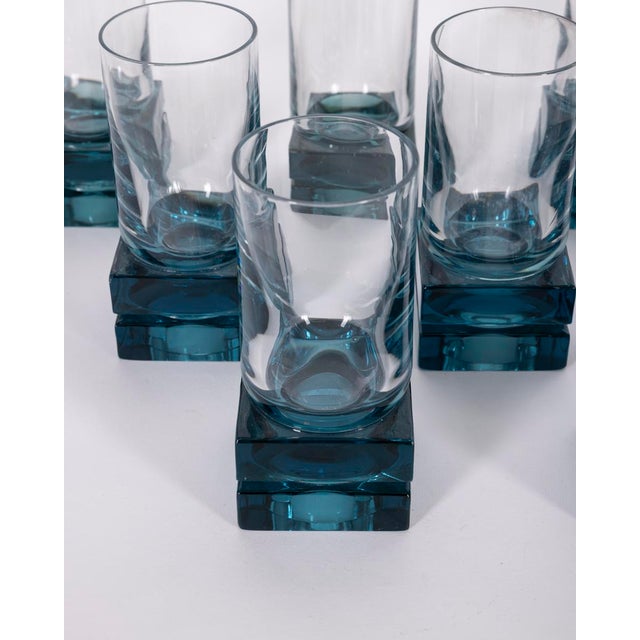 Vintage Italian Blue Crystal Glasses, 1970s, Set of 11 For Sale - Image 6 of 10