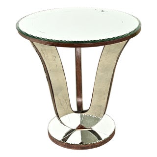 French Vintage Mirrored Gueridon Side Table For Sale