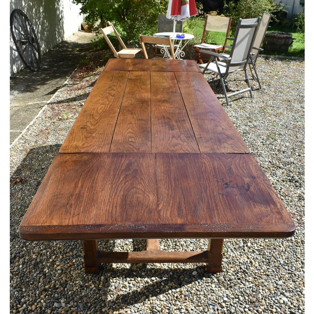 Brown French Extendable Farmhouse Table in Oak, 1890s For Sale - Image 8 of 18