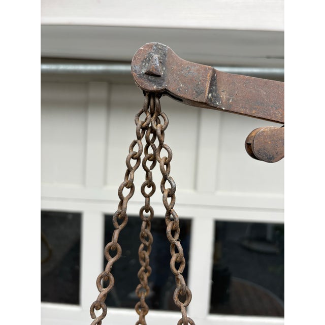 Vintage Brass Copper Metal Wood Large Balance Scales For Sale - Image 4 of 11