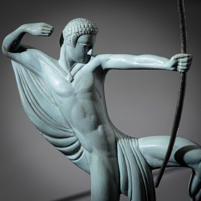 Michel Decoux Early 20th Century Art Deco Bronze Sculpture of an Archer by Michel Decoux (1837-1924), France. For Sale - Image 4 of 12