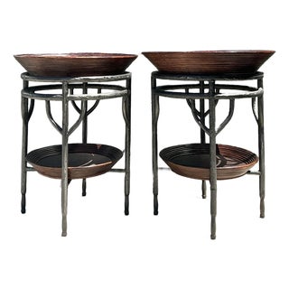Vintage Pencil Reed Bowl Side Tables - A Pair For Sale
