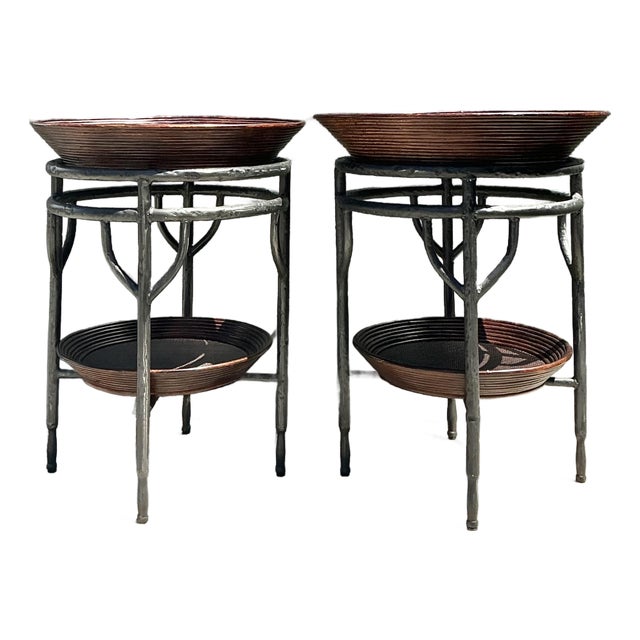 Vintage Pencil Reed Bowl Side Tables - A Pair For Sale