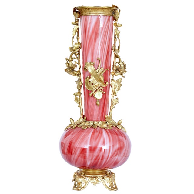 French Art Glass Vase with Ormolu Mounts, 1930s For Sale - Image 11 of 11