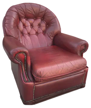 English Red Leather Armchair, 1950s