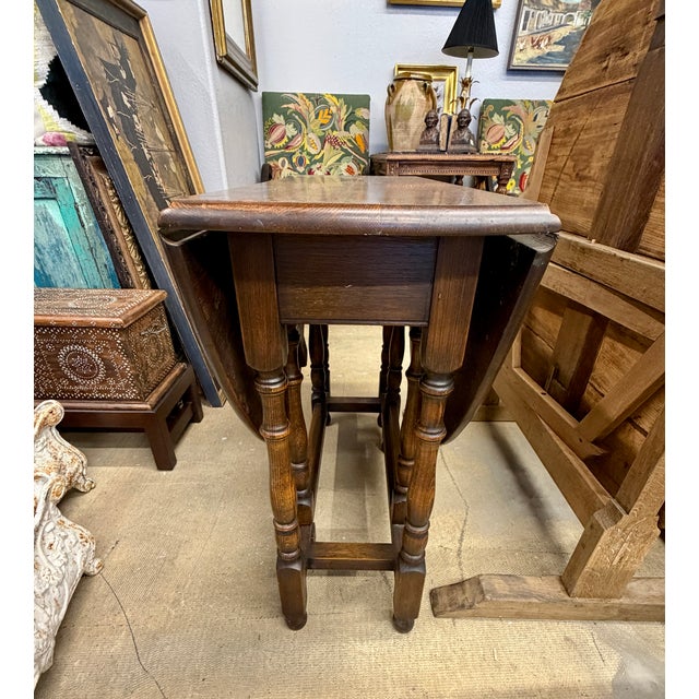 Wood 19th C English Oak Gateleg Drop-Leaf Table For Sale - Image 7 of 7