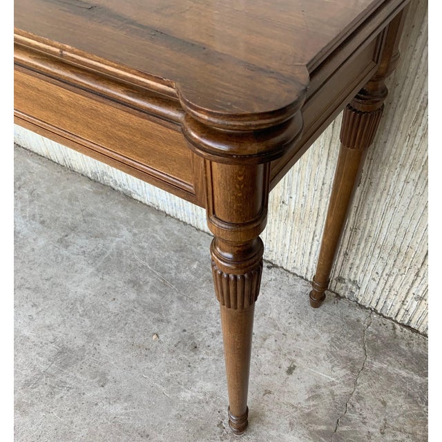 Early 20th Century Louis XVI Style Oak Convertible Console, Dining Table with Brass Trim For Sale - Image 13 of 18