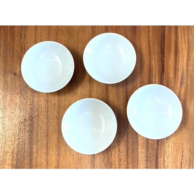 Japanese Japanese Porcelain Flat Small Footed Serving /Rice Bowls - Set/4 For Sale - Image 3 of 6