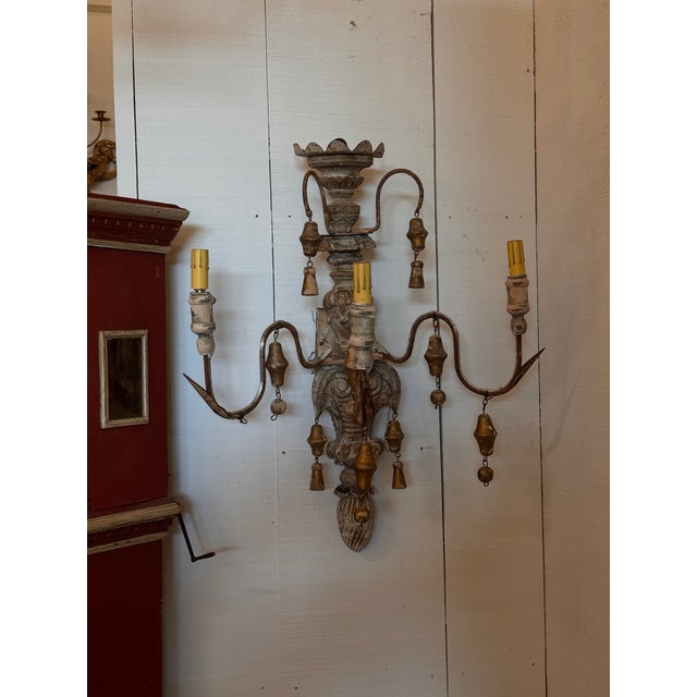 1920s Decorative Wall Sconces With Hanging Bells - a Pair For Sale - Image 6 of 15