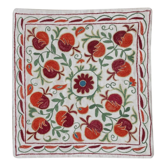 19"x20" Embroidered Pillow. Boho & Chic Home Decor. 100% Cotton Cushion Cover For Sale