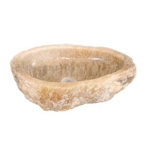 Carved and Polished Onyx Sink Basin in Cream Color