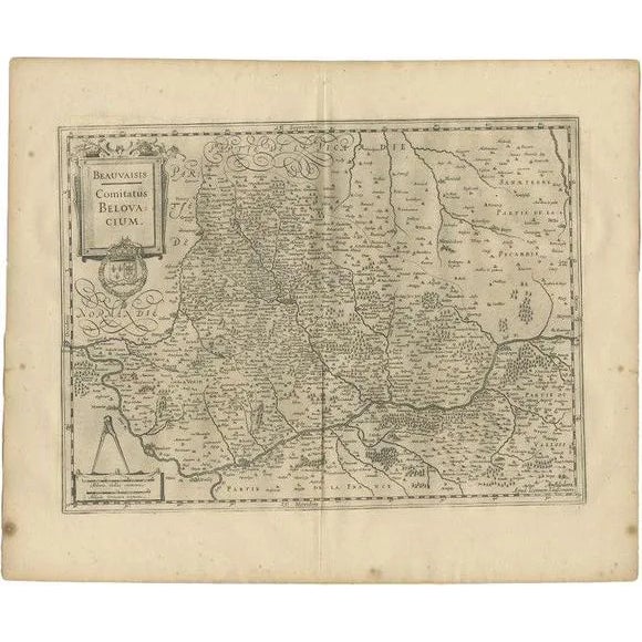 Antique Map of Beauvais by Janssonius, 1657 For Sale