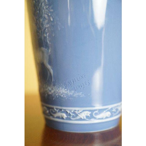 Sky Blue Pair of Antique Limoges Pâte-Sur-Pâte Blue Porcelain Vases For Sale - Image 8 of 13