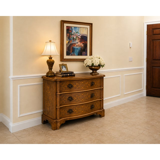 Italian Inlaid French Walnut Veronese Bombe Chest, Mid-20th Century For Sale - Image 4 of 6