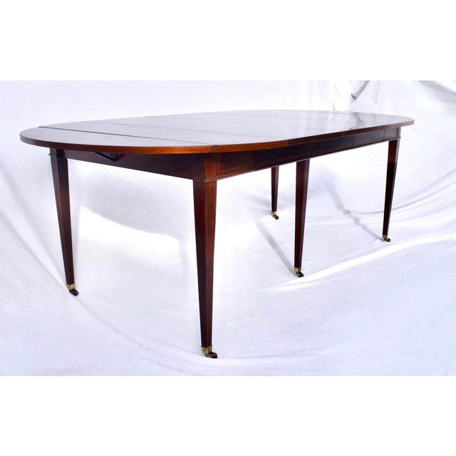 Hepplewhite Mahogany Dining Table With Drop Leaf Option by Baker Furniture For Sale - Image 3 of 18