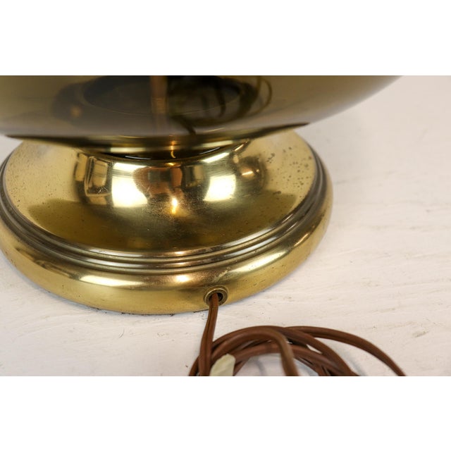 Mid 20th Century Mid Century Modern Olive Green Smoked Glass Lamp For Sale - Image 12 of 12