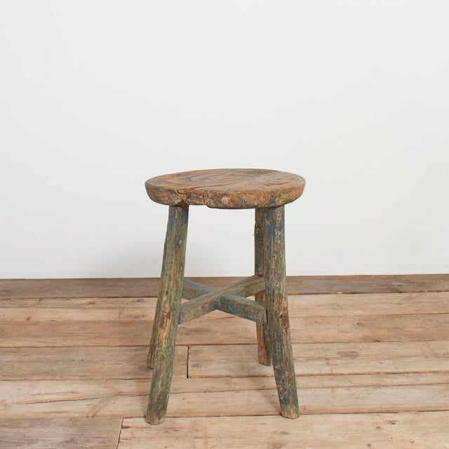 Antique Rustic Round Top Stool – Q A lovely four legged rustic stool with round elm top. Practical and sturdy....