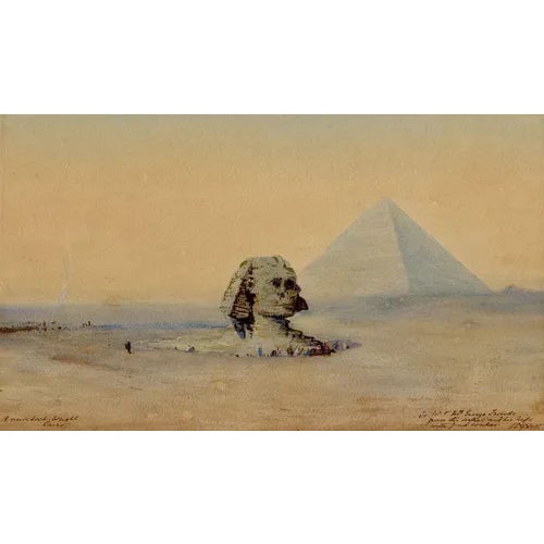 Robert Murdoch Wright, Great Sphinx of Giza & Pyramid, Egypt, 1898, Watercolour For Sale