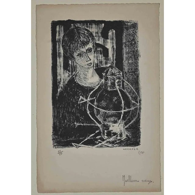 Portrait is an original Etching realized by Nicolas Carréga in 1955. Good Conditions. Numbered. Edition33/50. The artwork...