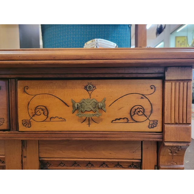 Wood Late 19th Century Victorian Eastlake Handcrafted Pine Wood Hutch For Sale - Image 7 of 11