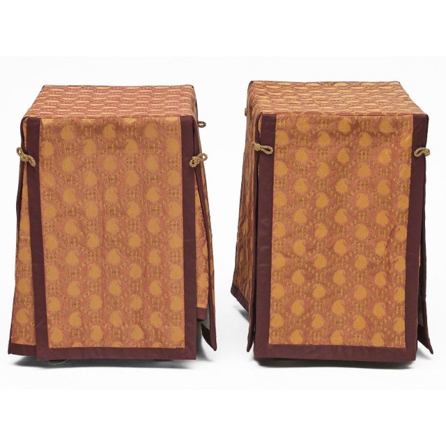 Textile Pair of Custom Made Decorator Custom Fabric Tables or Consoles For Sale - Image 7 of 8