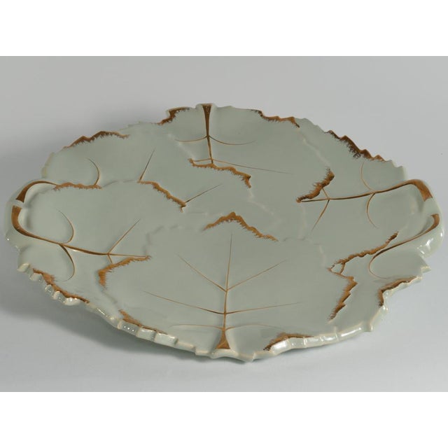 Art Deco Pistamio and Gold Leaf Plates, Set of 7 For Sale - Image 11 of 18