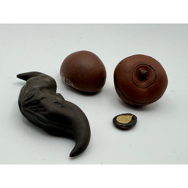 Ying Zisha Plate With Miniature Fruits and Nuts Sculptures For Sale In Chicago - Image 6 of 9
