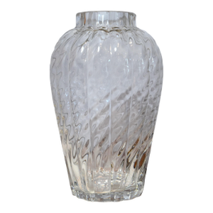 Tiffany & Co Oriental Optic Swirl Clear Ribbed Flower Vase