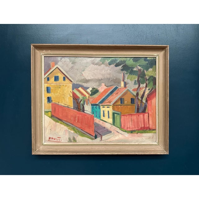 Gustaf Börtner Zandt, Houses and Trees, 1950s, Oil Painting on Canvas, Framed For Sale - Image 14 of 16