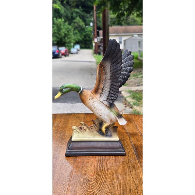 Textile Large Limited Edition Hand-Painted Mallard Duck Figurine Sculpture With Raised Wings For Sale - Image 7 of 12