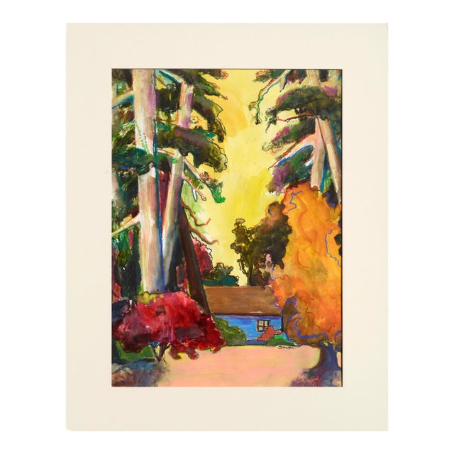 The Blue Cabin - Vertical Landscape by Karen Druker For Sale