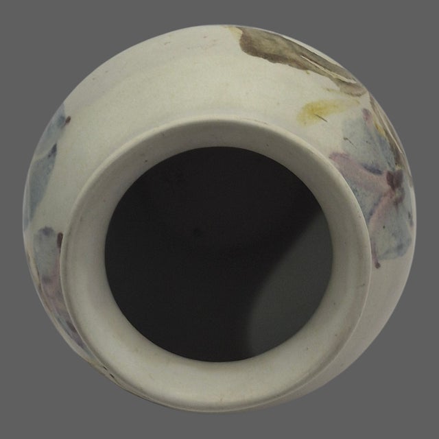 Santa Barbara Hand -Thrown Pottery Morning Glory Floral Vase Marked For Sale - Image 6 of 9