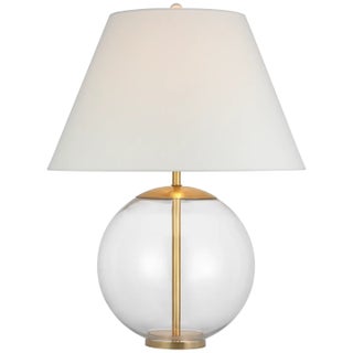 AERIN by Visual Comfort Signature Morton Large Table Lamp in Clear Glass with Linen Shade For Sale
