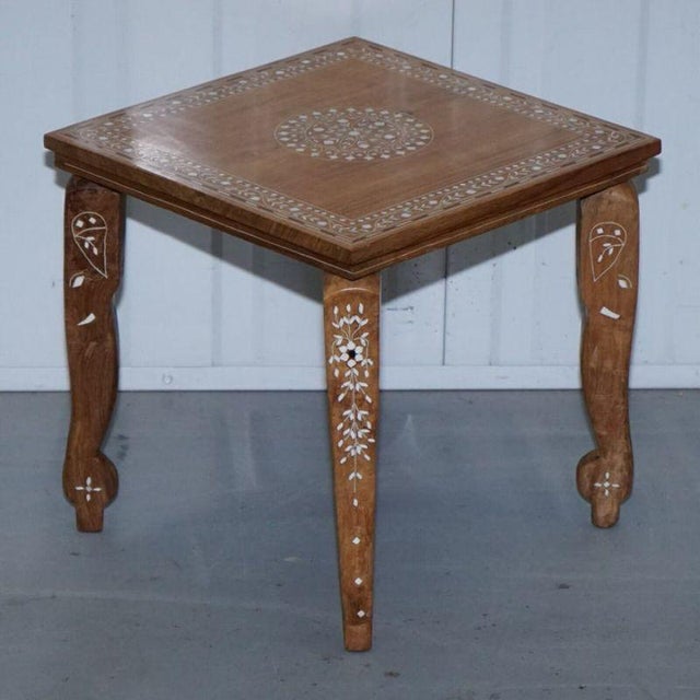 1950s Anglo-Indian Inlaid Teak Side Table, 1950s For Sale - Image 5 of 9