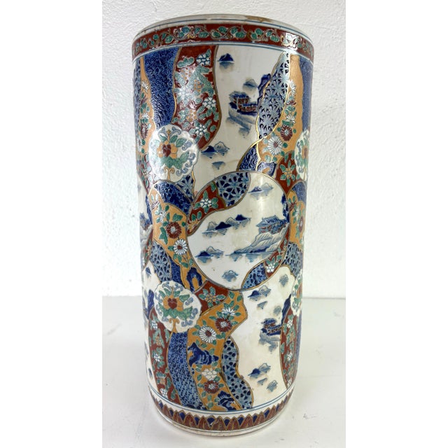 Mid 20th Century Chinese Export Handpainted Umbrella Stand For Sale In Philadelphia - Image 6 of 11