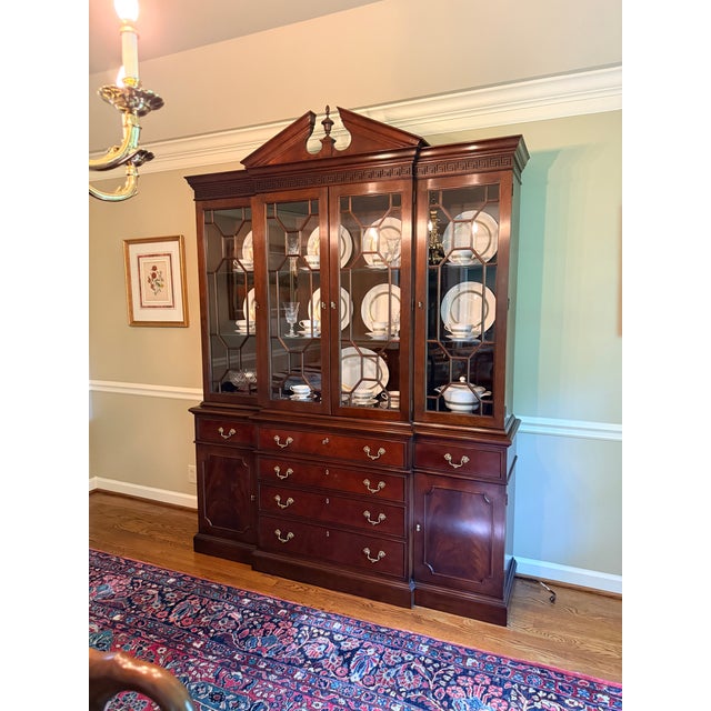 Wood Stickley Furniture Flame Mahogany Georgian Breakfront For Sale - Image 7 of 11