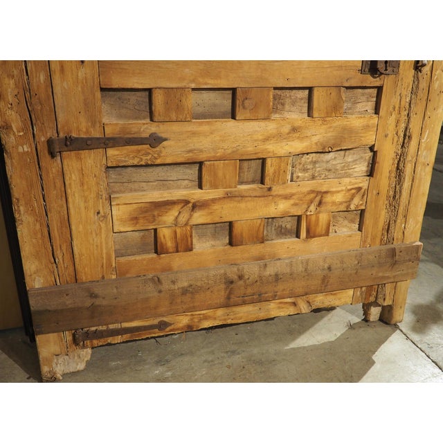18th Century Spanish Paneled Pine and Walnut Door With Frame For Sale - Image 18 of 18
