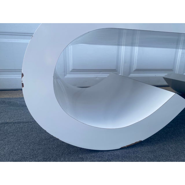 Postmodern 1970s White Laminate Waterfall Scroll Coffee Table After Karl Springer For Sale - Image 9 of 9