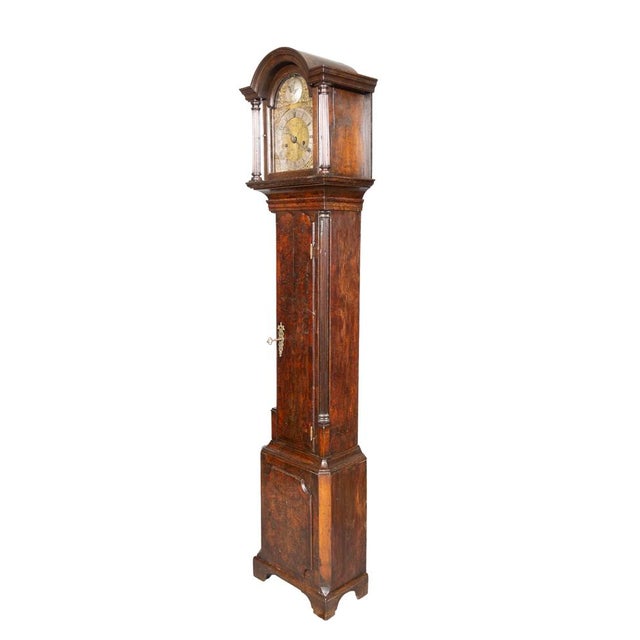 George II Walnut and Oak Grandmother Clock For Sale - Image 10 of 12