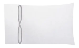 Clarissa Cotton King Pillowcase, White & Light Gray