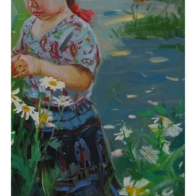 Soviet Children Portraits of Children Oil Painting Original Ukrainian Artist Polyakova M. 90-80 For Sale - Image 6 of 6