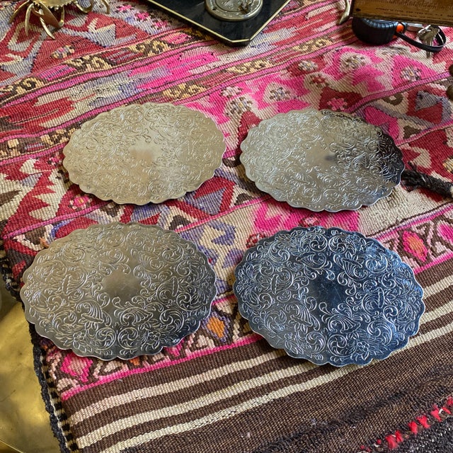 1960s 1960s Silver-Tone Trivets- Set of 4 For Sale - Image 5 of 5