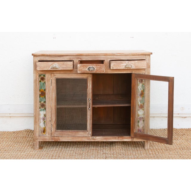 Early 20th Century Reverse Glass Painted Buffet Cabinet For Sale In Los Angeles - Image 6 of 10