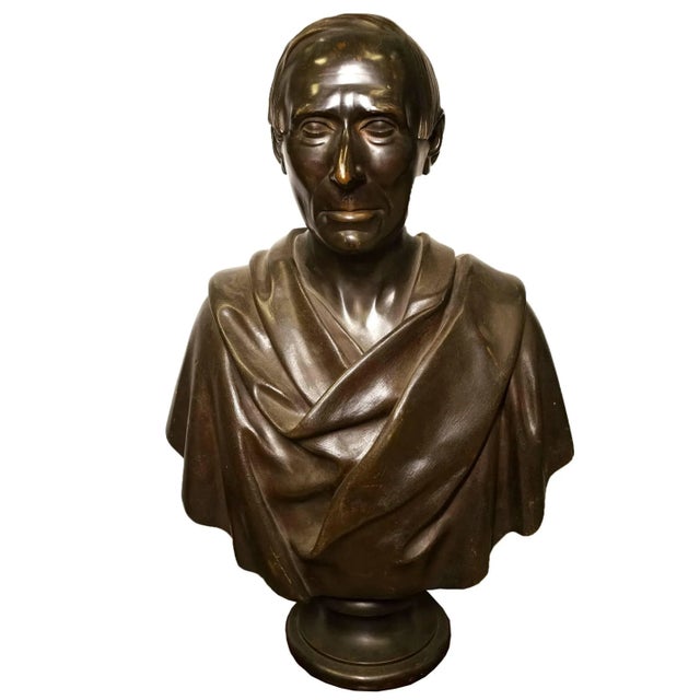 Mid 19th Century Patinated Bronze Bust of a Roman or Greek Nobleman For Sale - Image 5 of 5