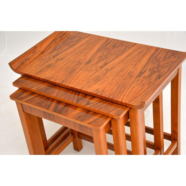 Art Deco Figured Walnut Nesting Tables, 1920s, Set of 3 For Sale - Image 12 of 13