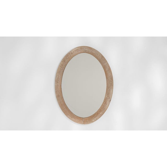 1900 - 1909 1900-1909 France Weathered Whitewash Cerused Oval Wall Mirror For Sale - Image 5 of 8
