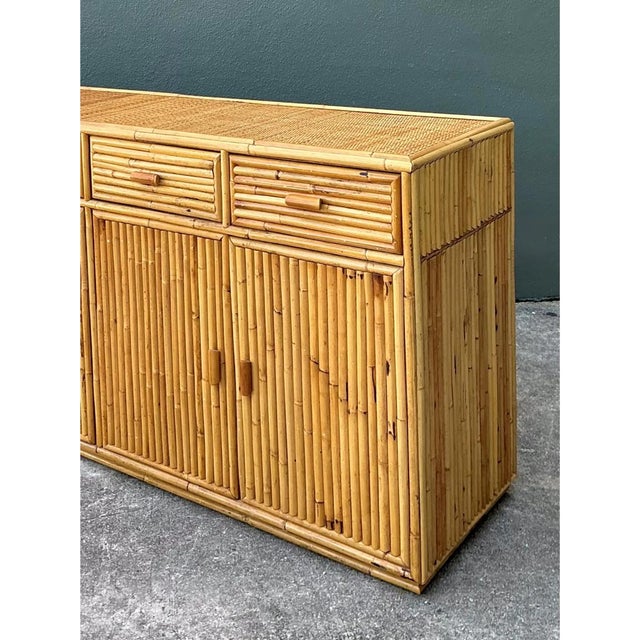 Vintage Stacked Rattan Credenza For Sale In West Palm - Image 6 of 12
