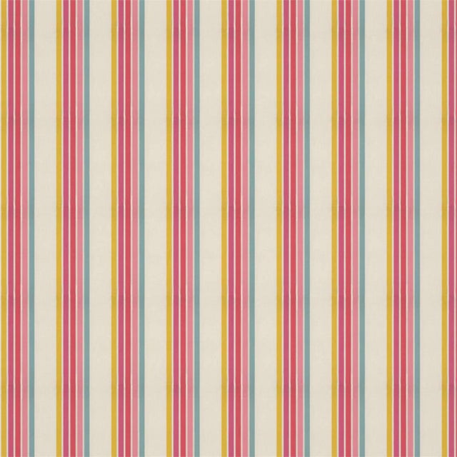 Harlequin Helter Skelter Stripe Fabric in Cherry/Blossom/Pineapple/Sky - a Sample For Sale